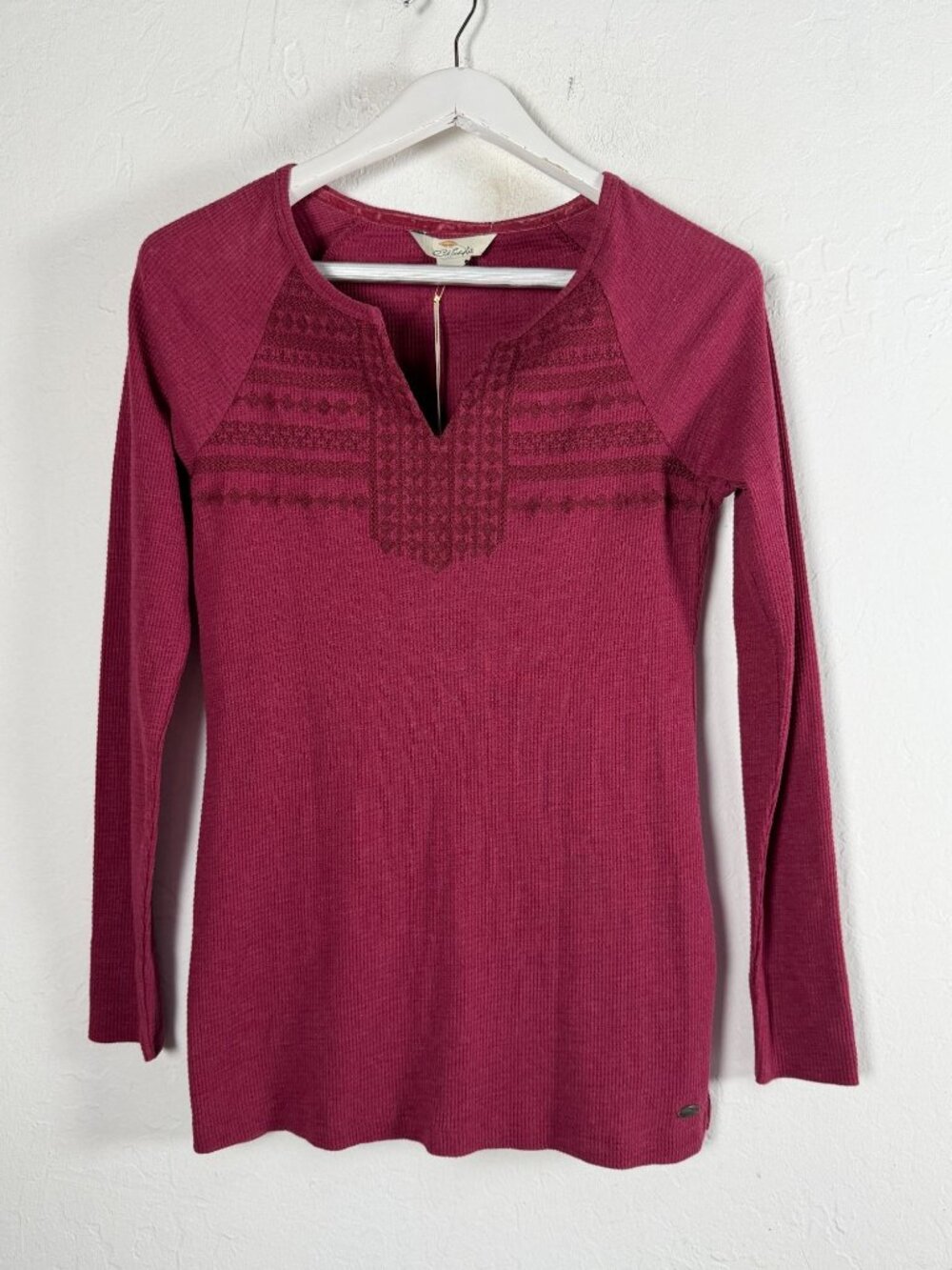 Bob Timberlake Rhododendron Fair Isle Thermal Long Sleeve Top XS Waffle Knit New